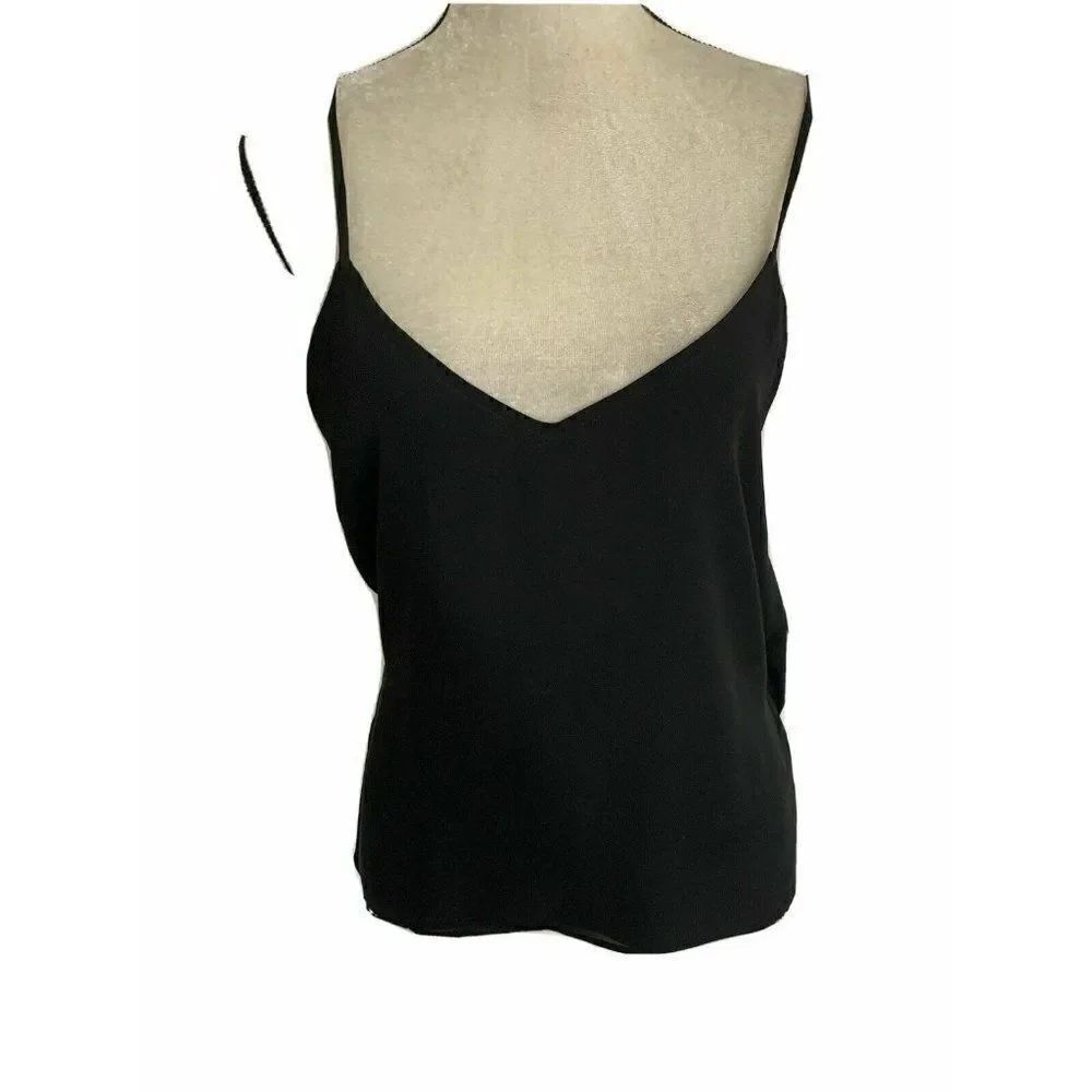 Wyldr Womens Solid Black V Neck Wrap Tank Top Cami Small
